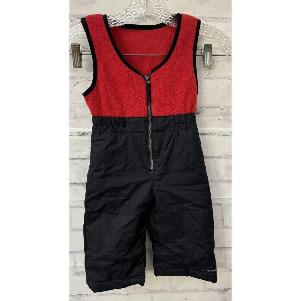 Columbia Omni-shield Size 18 Months Red‎ Black Adjustable Snow Bibs Pants Fleece